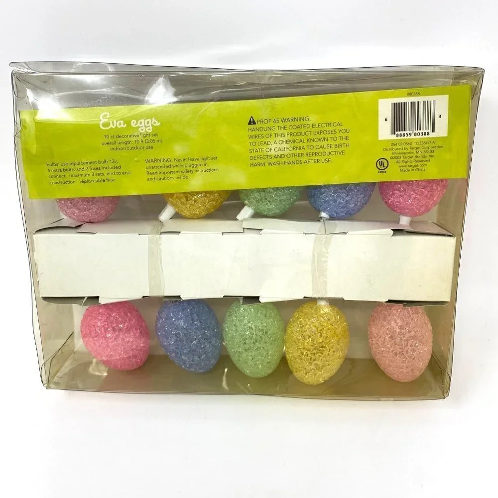Vintage Target EVA Decorative Easter Eggs String Light Set 10 Count